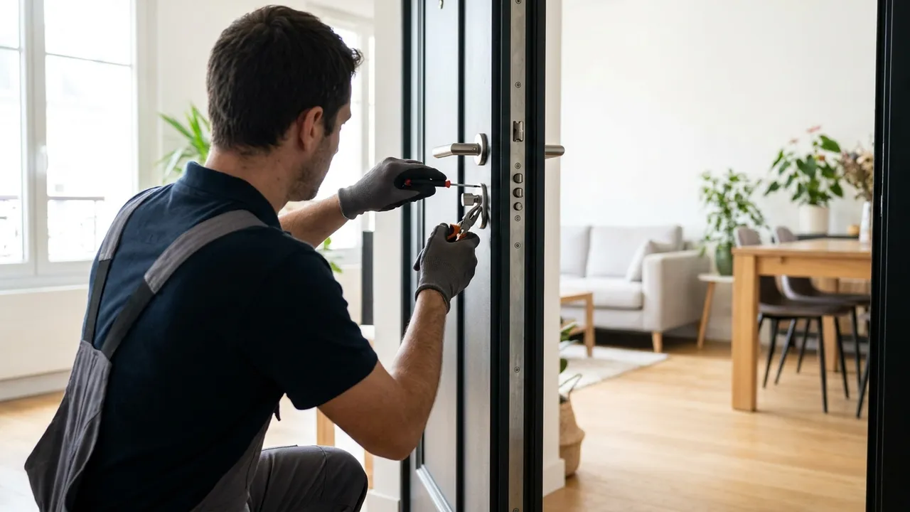 Réglage des points de fermeture d'une porte blindée dans un pavillon de Bondoufle